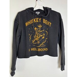 Country‎ Deep Whiskey Bent & Hellbound Skeleton Cropped Hoodie Black Small